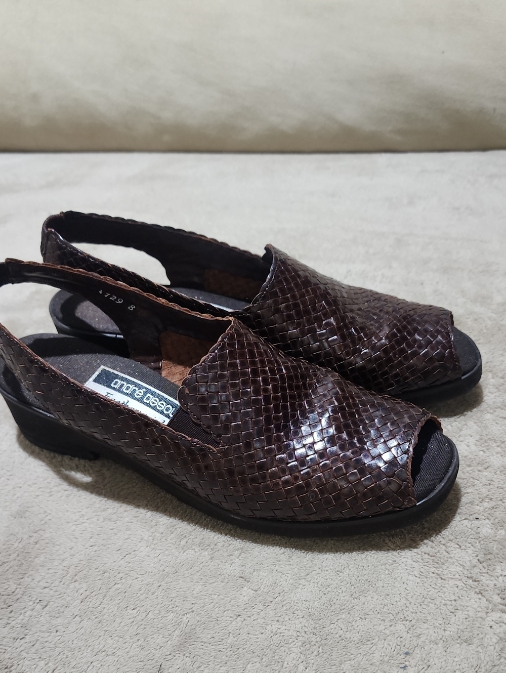 Women’s Brown Woven sandals from the André Assous Featherweights Collection
